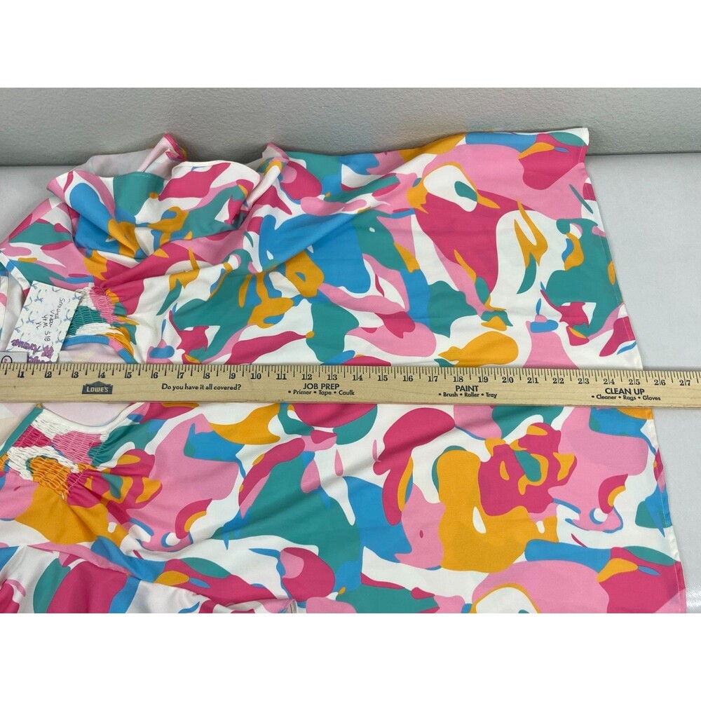 Smocked Multi Color Women XL Blouse Top Abstract V Neck Casual NWT - Picture 9 of 9